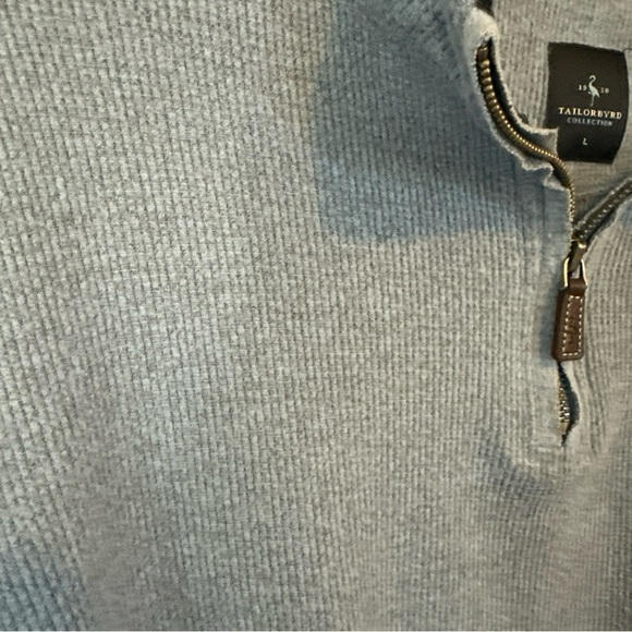 TailorByrd French Rib Quarter Zip Sweater  BLUE Size Large - Picture 4 of 11